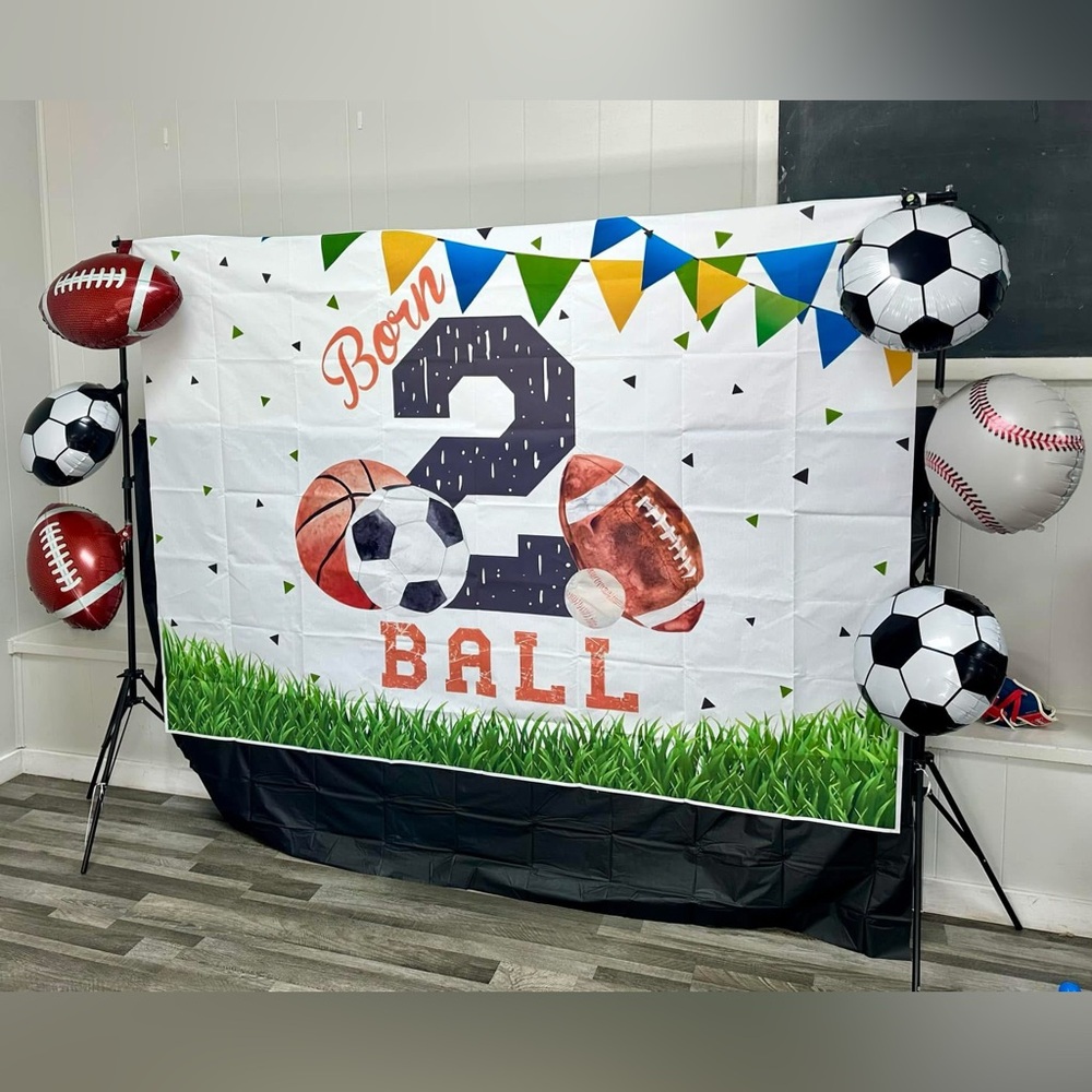 Born 2 ball photo backdrop